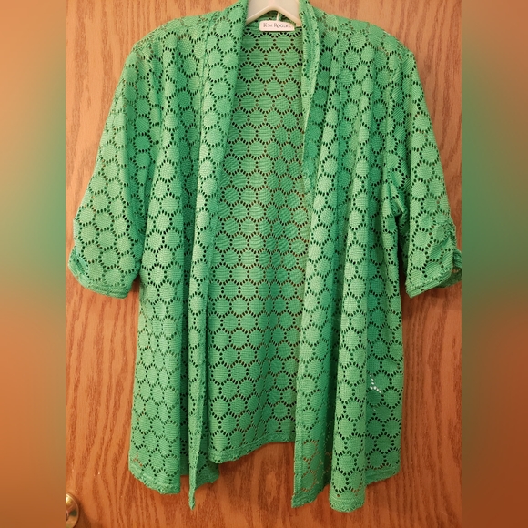 Beautiful lace, open front cardigan with 3/4 sleeves (with gathering details). - Picture 1 of 5